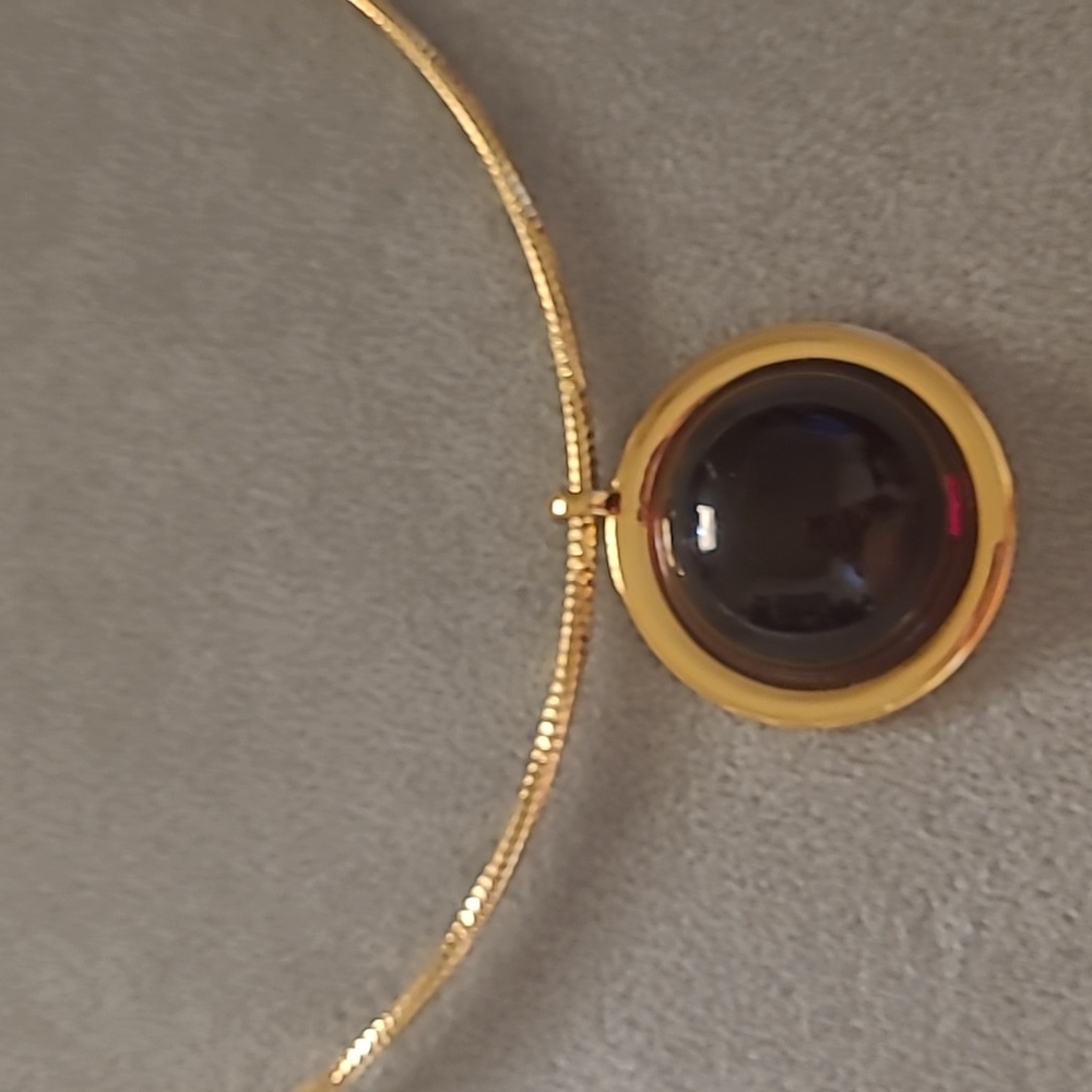 Frashier Sterling Elegant Gold Necklace with Red Pendant